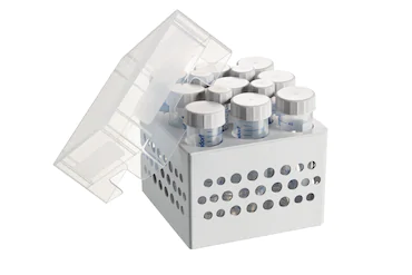 艾本德儲(chǔ)存盒 3 × 3, 可放置 9  個(gè) 50  mL 試管和 4  個(gè) 15  mL 試管，2  件，高 127  mm，5  英寸，聚丙烯材料，可耐受最低 -86  °C，高溫高壓滅菌，帶蓋子